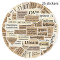 25-piece tear English design PVC laptop stickers in matte and glossy finishes