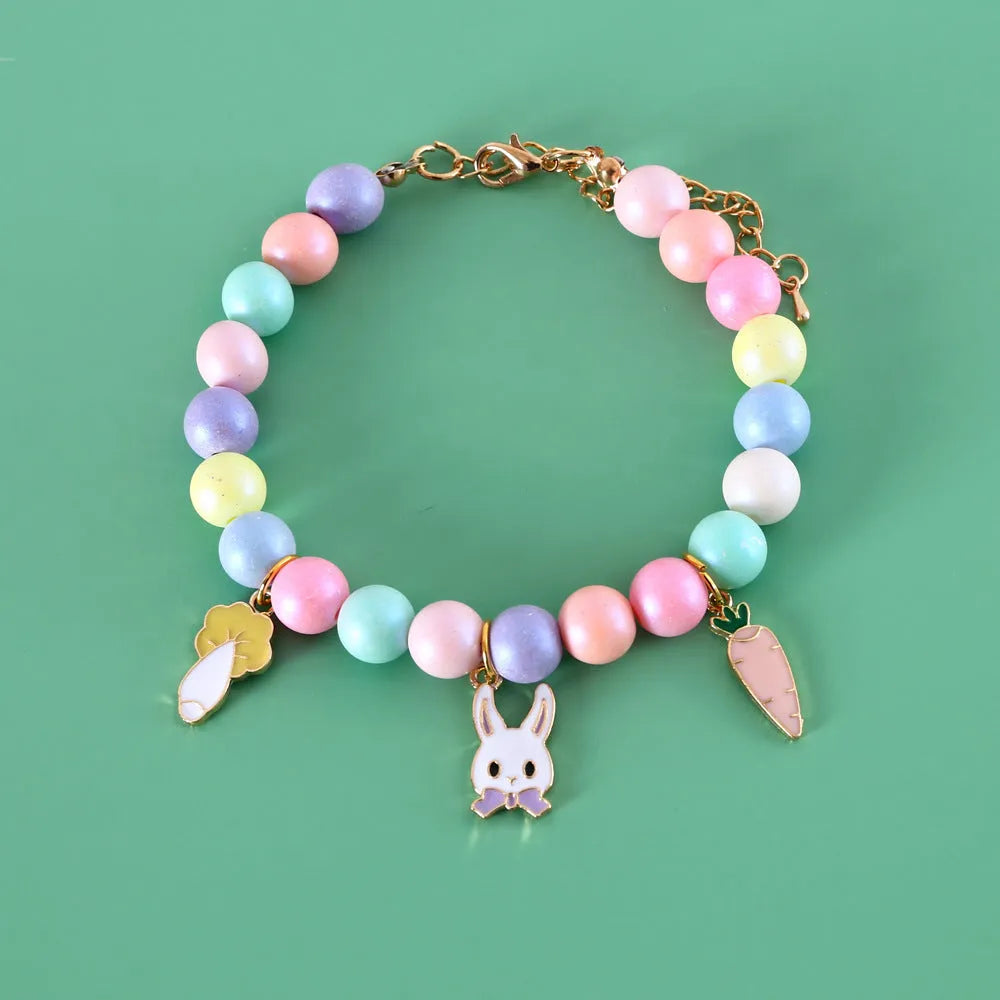 Colourful macaron-themed pet collar and bracelet set for cats, dogs, rabbits in resin with moon, meteor designs