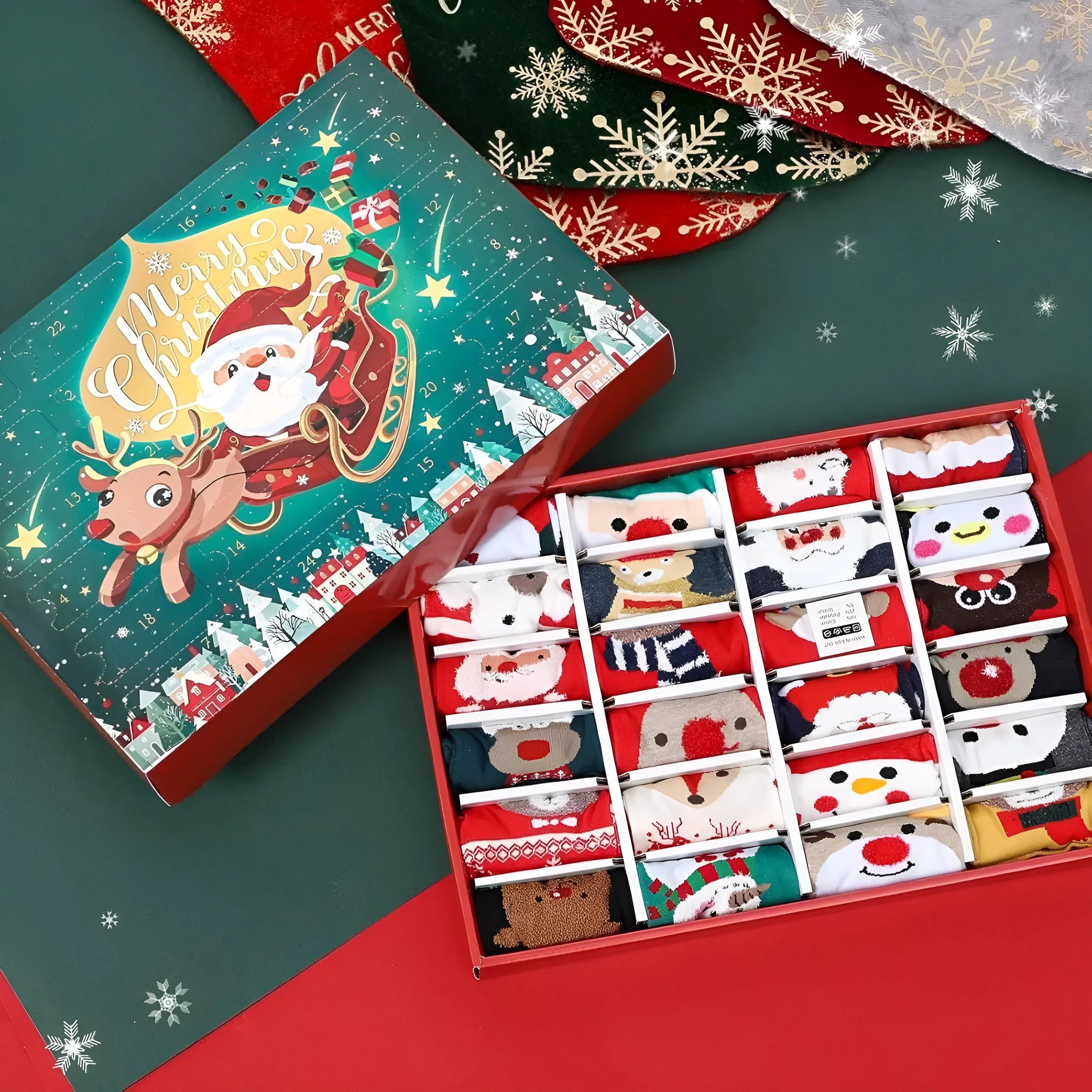 Christmas socks blind box containing one random resin craft ornament for holiday decorations