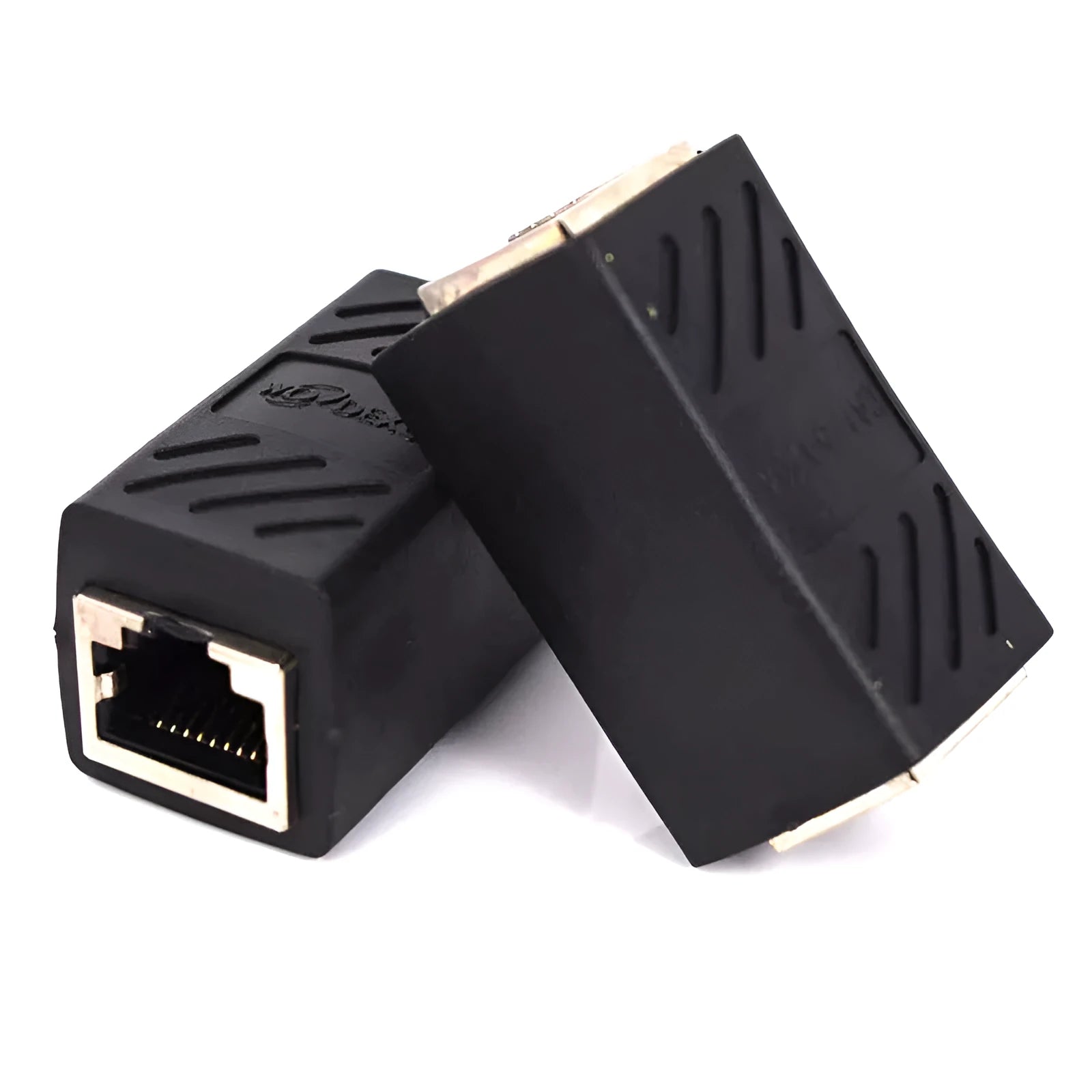 Black RJ45 network cable butt joint extender adapter