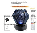 LED star projector showing constellation projection on bedroom ceiling with remote control