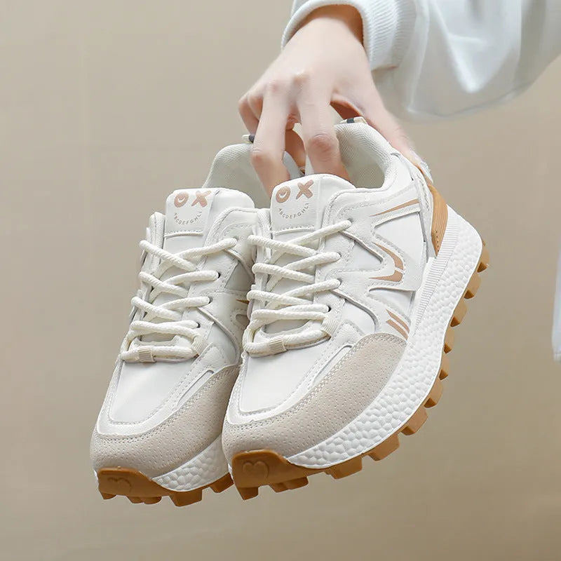 Women's black artificial PU platform casual shoes with round toe and lace-up front.