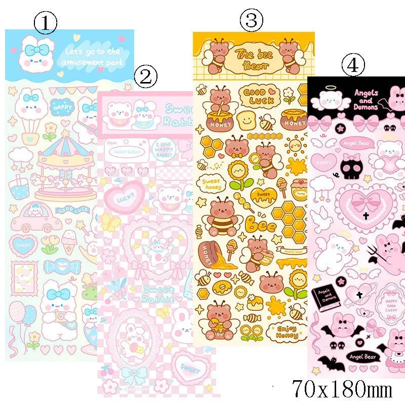 PVC waterproof agenda notebook stickers with cartoon designs for stationery decoration