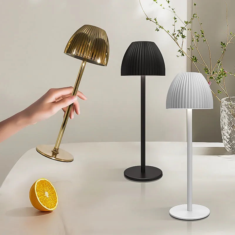 INS pattern dimmable small night lamp in thin round bottom black or white colour