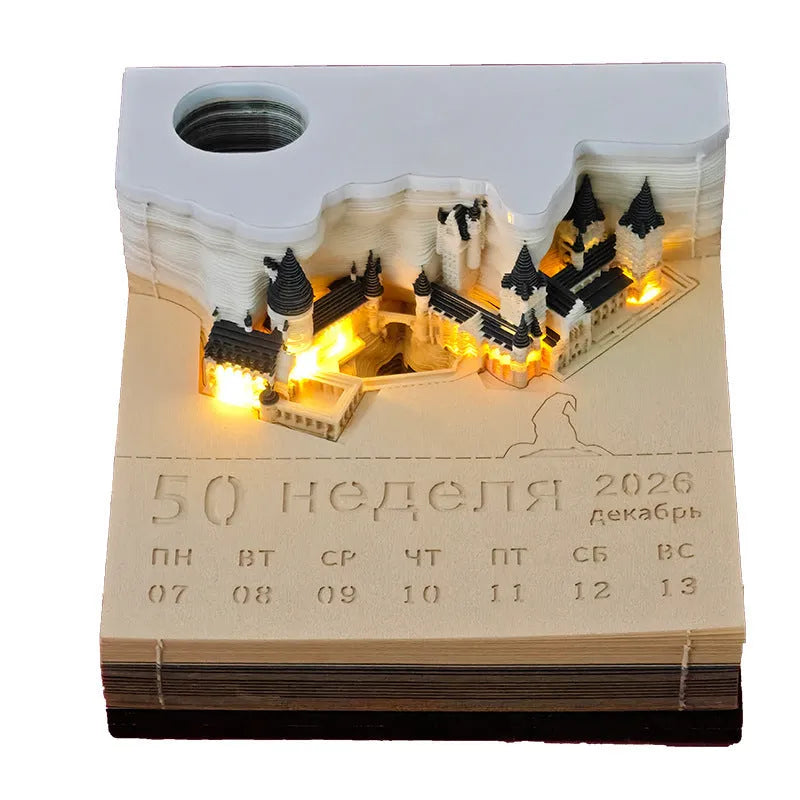 3D sticky note paper carving notepad with tear-off pages and decorative ornament design