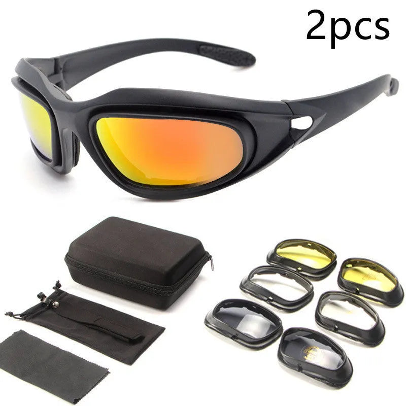 Tactical polarized sunglasses with sports full-rim frame for outdoor cycling