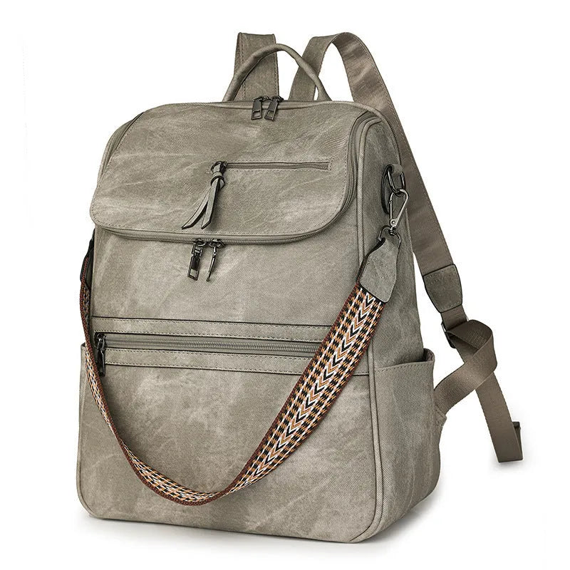 Retro college backpack in black with curved shoulder straps and stitching details