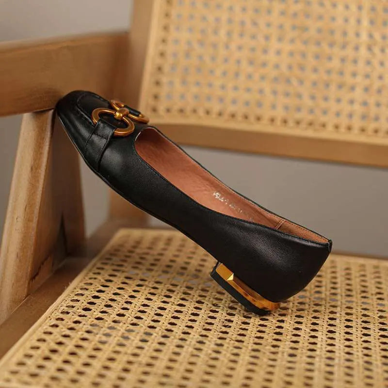 Women's Wanwan Lei style Mary Jane pumps with square toe and shallow mouth design in various colours
