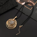 Vintage gold geometric sweater chain necklace with adjustable snakeskin chain and plaid pattern pendant