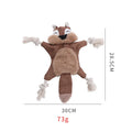 Brown plush fox dog toy with embroidered eyes, rope in limbs, for puppies and small dogs