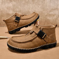 Handmade sewing casual slip-on flat shoes in black, brown, and green PU leather.