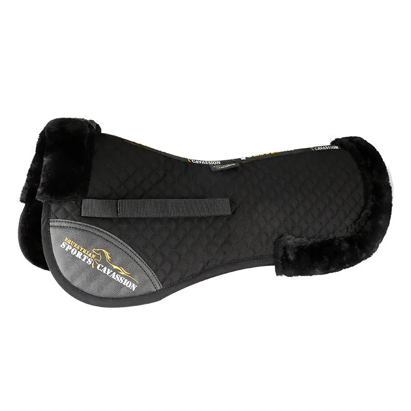 Riding saddle balance wool pad with memory foam core in black, navy, white, or wine red.