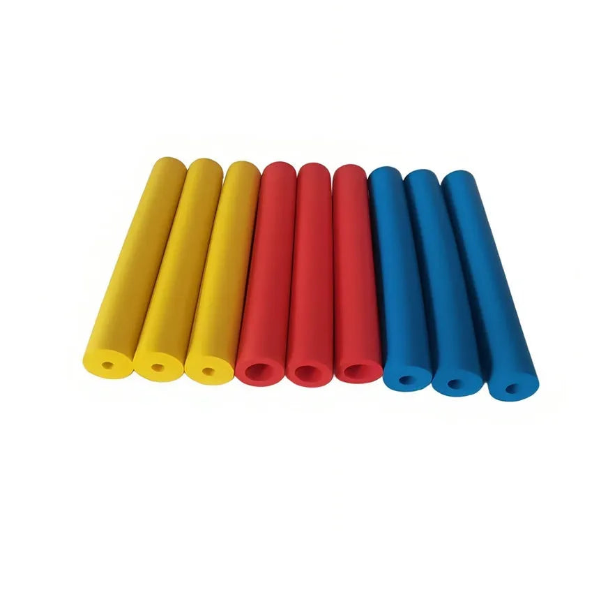 Pack of black rubber grip hose sleeves for utensil handles in two size options, 10mm and 18mm inner diameter.