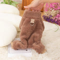 Four-legged dog clothing with double-sided plush fabric, high collar, and towing ring in khaki colour