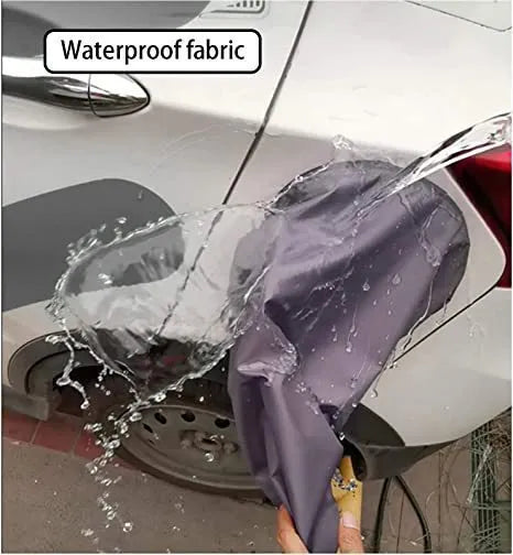 Grey waterproof drawstring cover for a new energy vehicle charging port