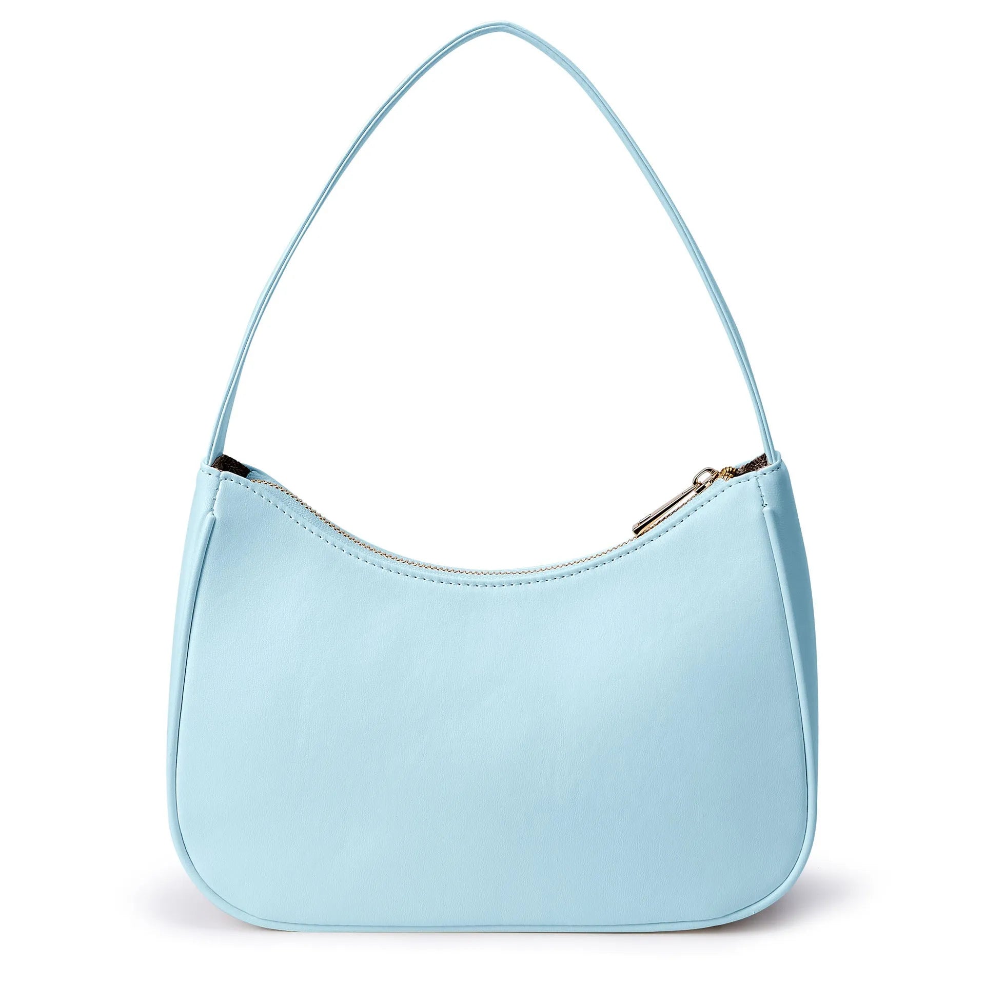 Simple retro waterproof PU shoulder bag with adjustable strap shown in apricot colour
