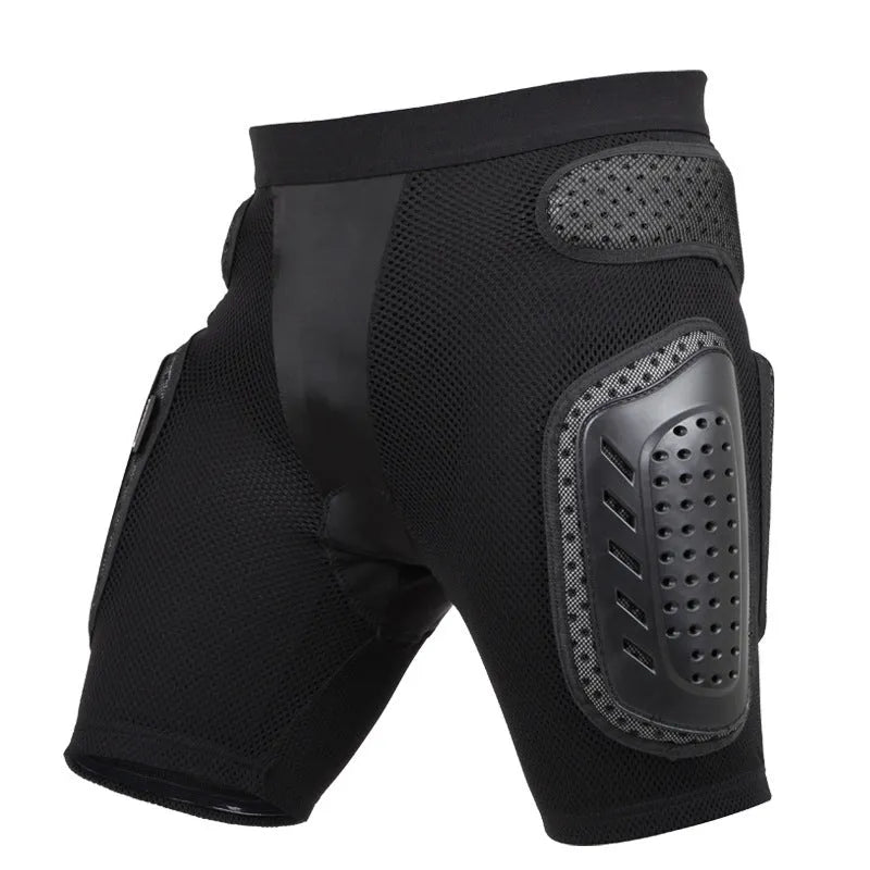 Black cycling hip protection pants for mountain biking and road cycling safety