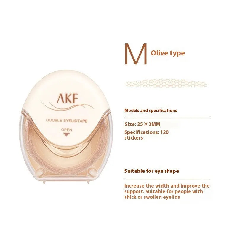 Double eyelid stickers roll with lace design in crescent and olive colours - 120 pieces