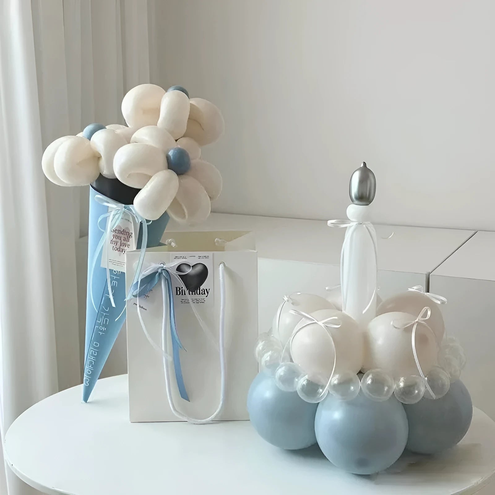 Round balloon bouquet cake DIY decoration set for birthday party centrepieces