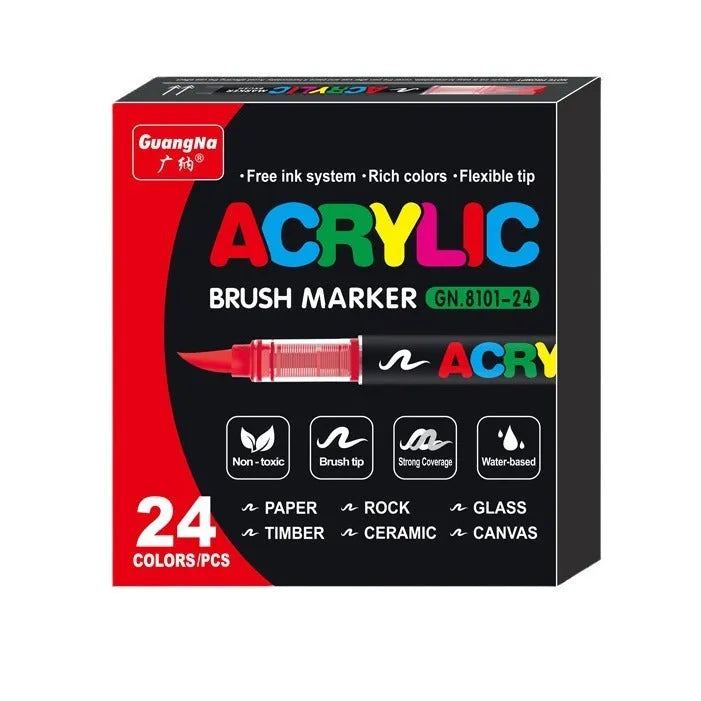 Set of straight liquid acrylic marker pens in multiple colours for art and graffiti