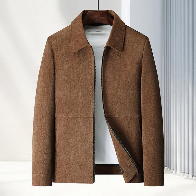 Men's slim-fit lapel casual coat in polyvinyl alcohol fibre with thickening lining