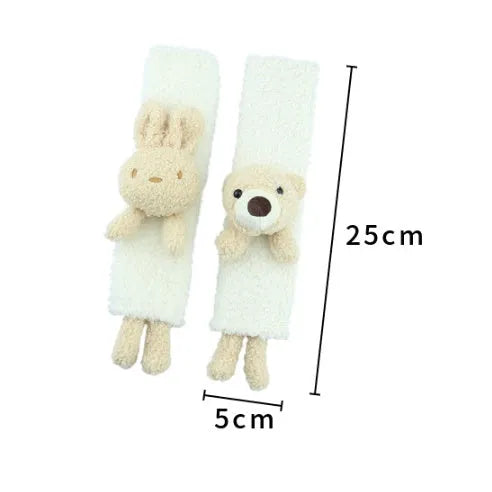 Cartoon plush car shoulder protector in lamb wool with rabbit and bear designs
