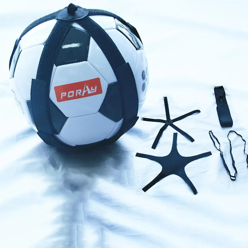 Black football juggling belt with a 2 metre training cable made from diving suit fabric.