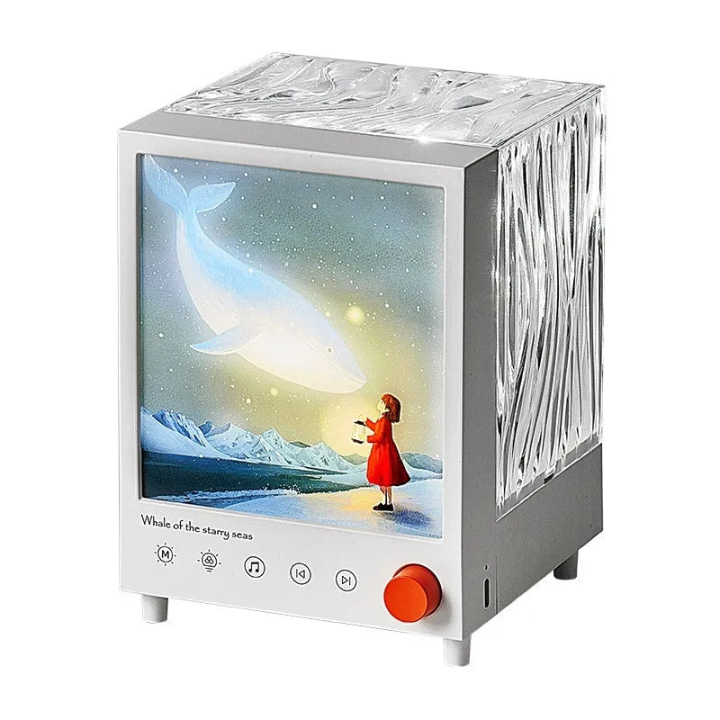 Aurora Treasure Box atmosphere projection lamp with Star Sea Whale light pattern and Bluetooth speaker