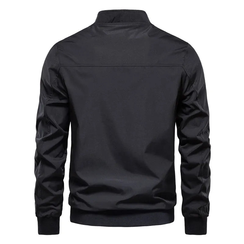 Men's casual thin jacket in army green, black or navy blue made from polyester fibre with continental sizing