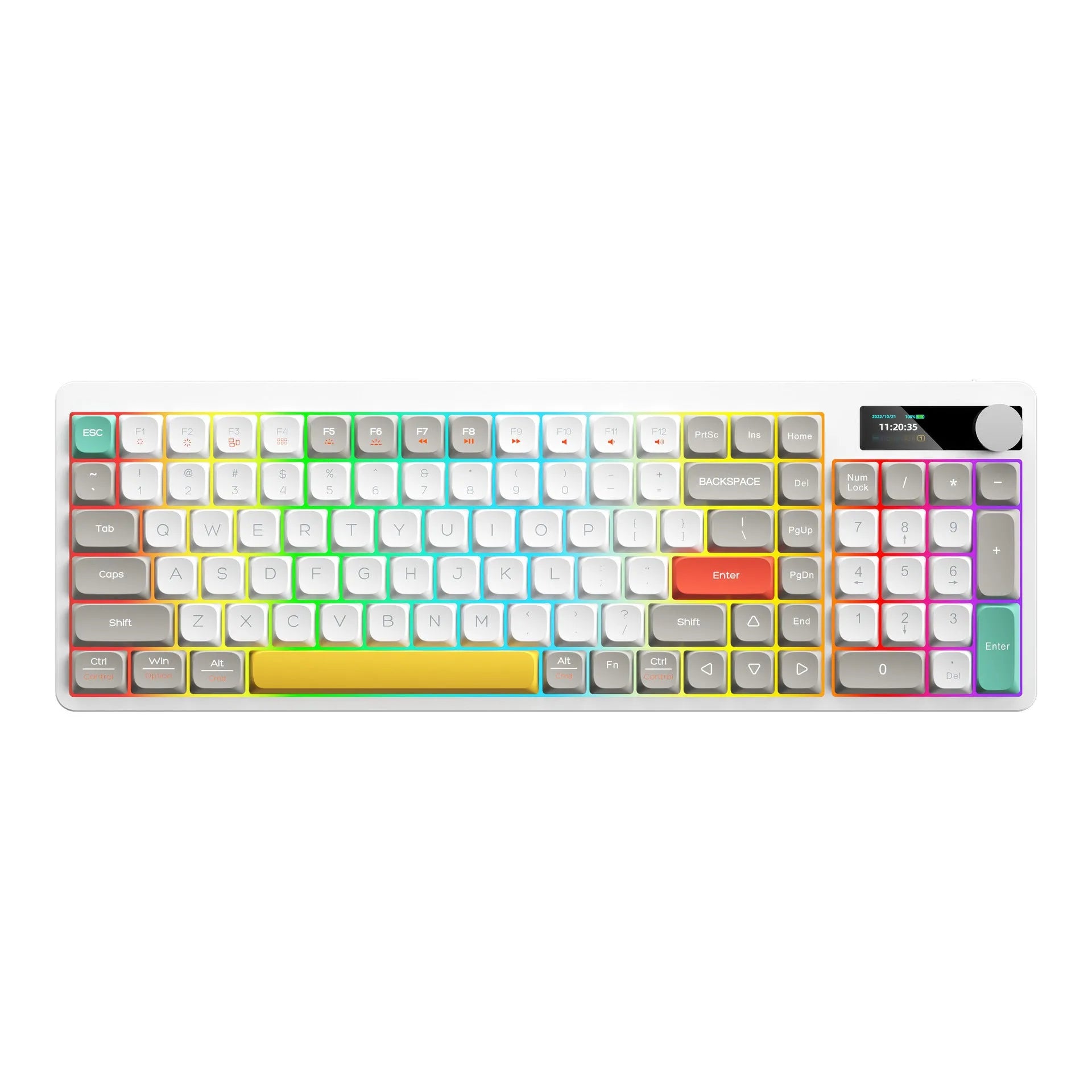 Black mechanical keyboard with RGB backlight showing full key layout and compact 397mm design