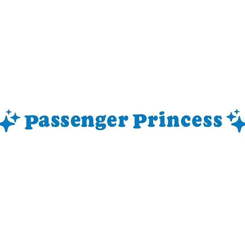 Passenger Princess decorative car mirror sticker in reflective colours, 12.5 cm size.