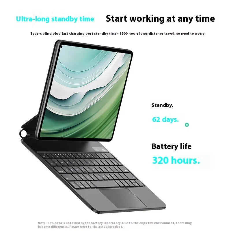 Huawei MatePad 11 magnetic wireless keyboard cover with PC keyboard and PU leather case in black