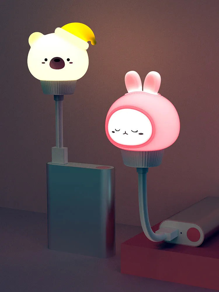 USB portable LED night light with cartoon bear design and remote control