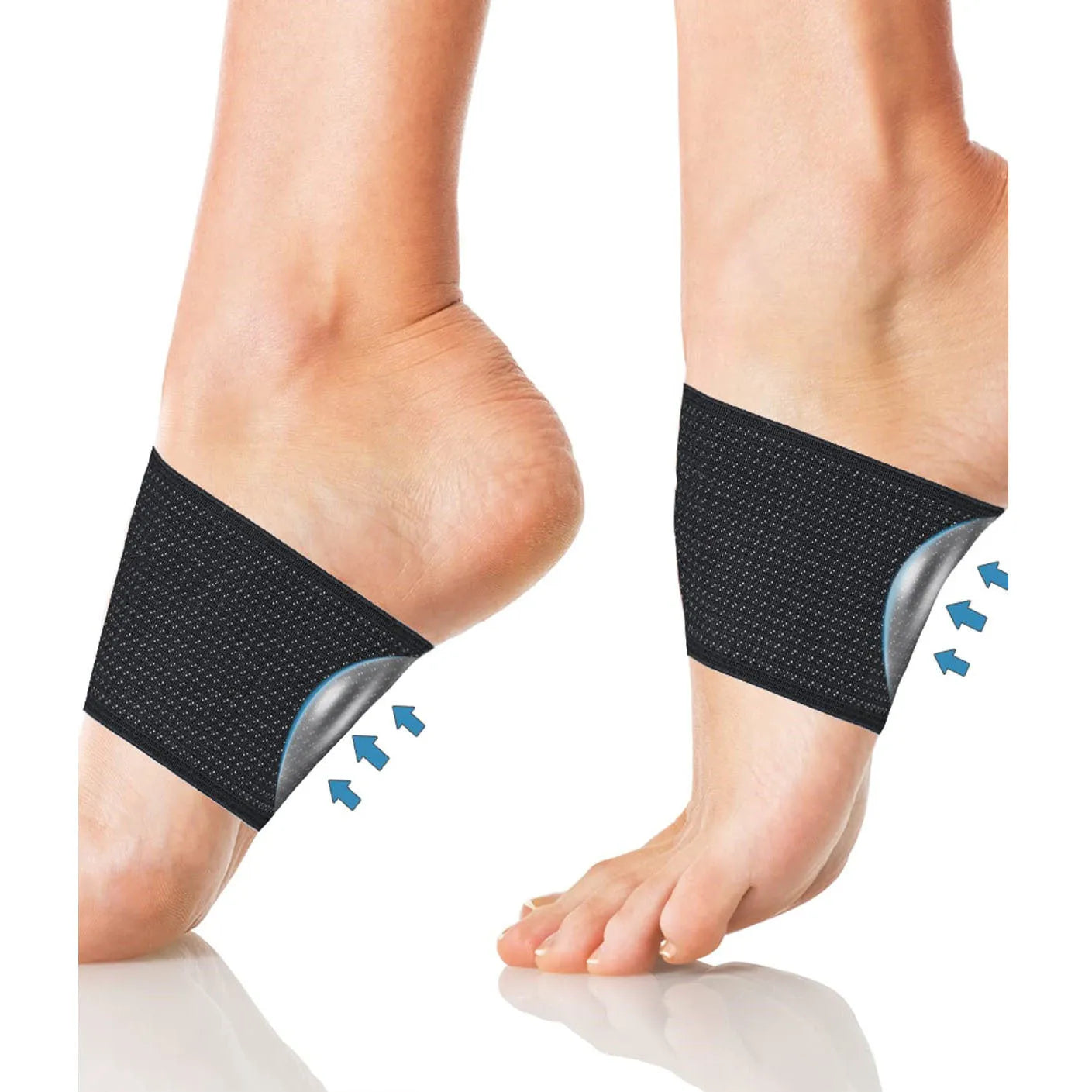 Flat foot elastic arch support bandage with heart style foot pad for men and women