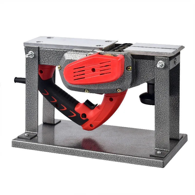 Red electric wood planer with aluminium body and 82mm planing width for household carpentry