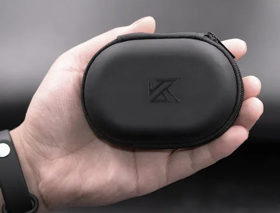 Black oval leather earphone storage bag for EDX PRO and compatible audio accessories