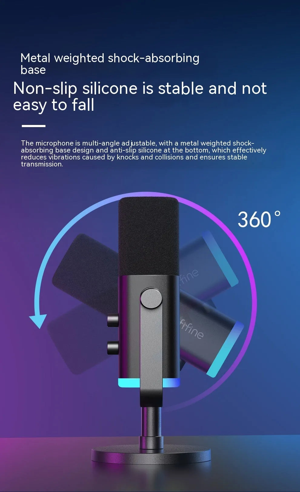 Dynamic noise reduction microphone in ABS PC housing with XLR cable and mounting bracket