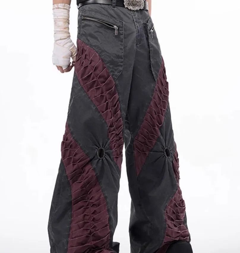 Retro three-dimensional keel casual sports pants in solid colour rayon viscose fabric
