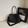 Vintage casual horizontal square PU tote bag with double straps in beige colour.