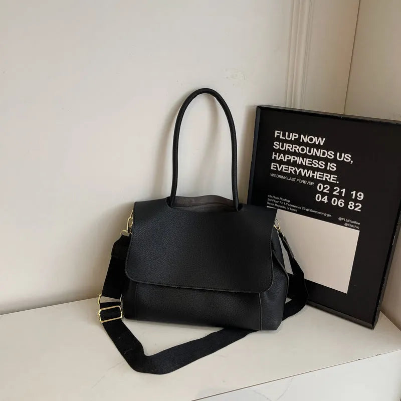 Vintage casual horizontal square PU tote bag with double straps in beige colour.