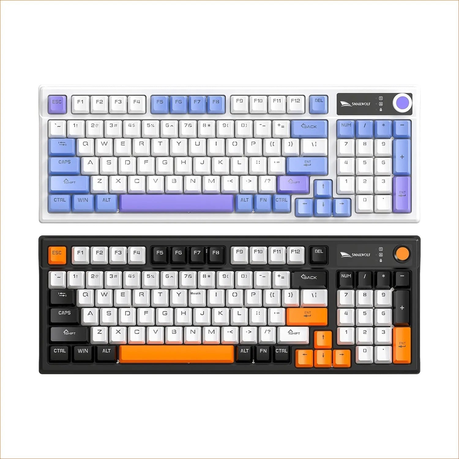SK15 wired mechanical keyboard with control knob in autumn water blue colour