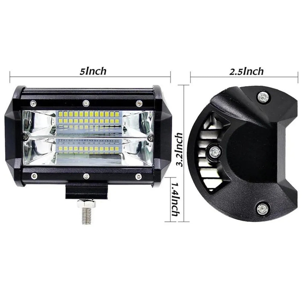 Black 5-inch LED work light for off-road vehicles with aluminium housing and polycarbonate cover