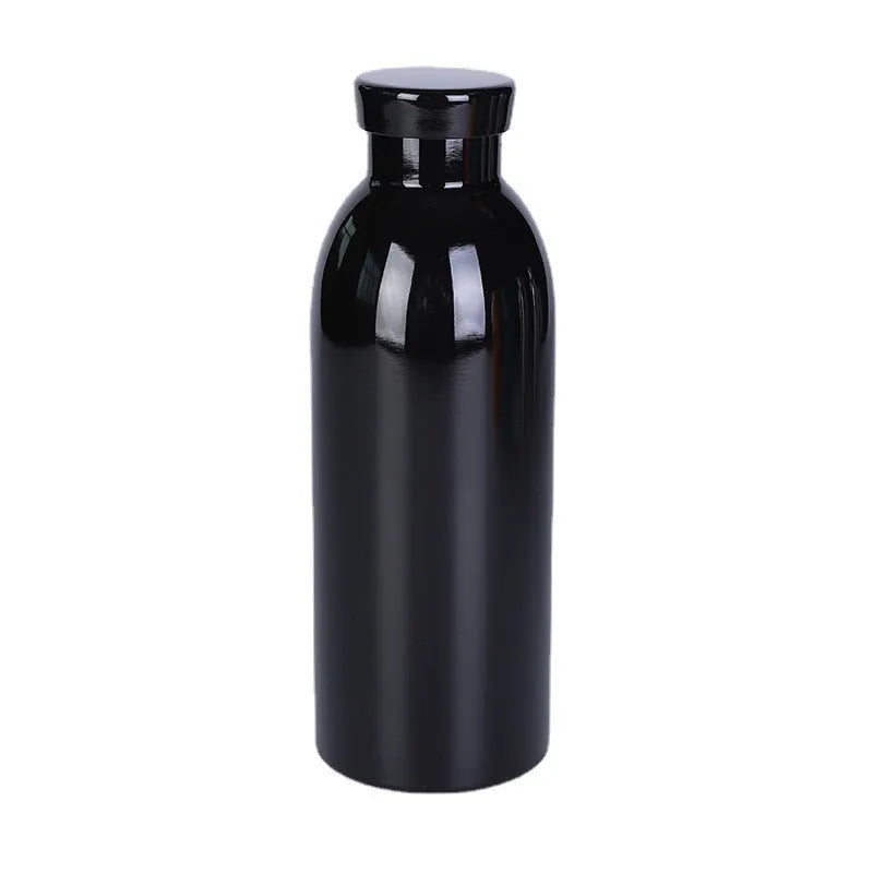 304 stainless steel double-layer vacuum insulated milk bottle 500ml in black finish with small mouth tumbler shape