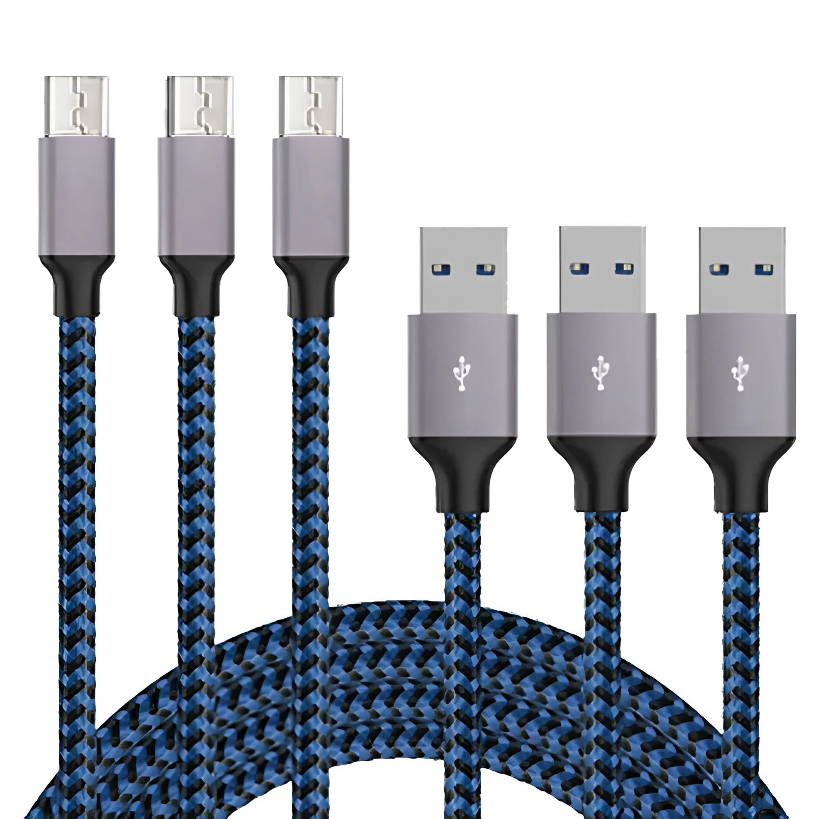 Braided fast-charge micro USB cable for Android phones in black and red colour.