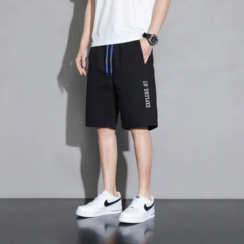 Cotton shorts for boys in Japanese sports style available in plus sizes with black khaki white colour options