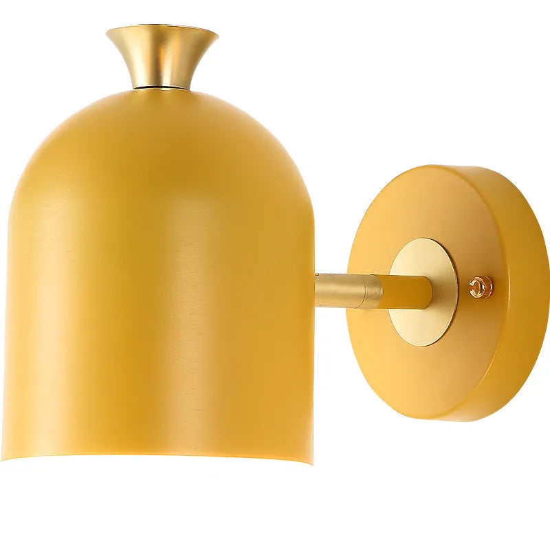 Single-head aluminium LED wall lamp in yellow, 250mm size, for bedside or mirror use