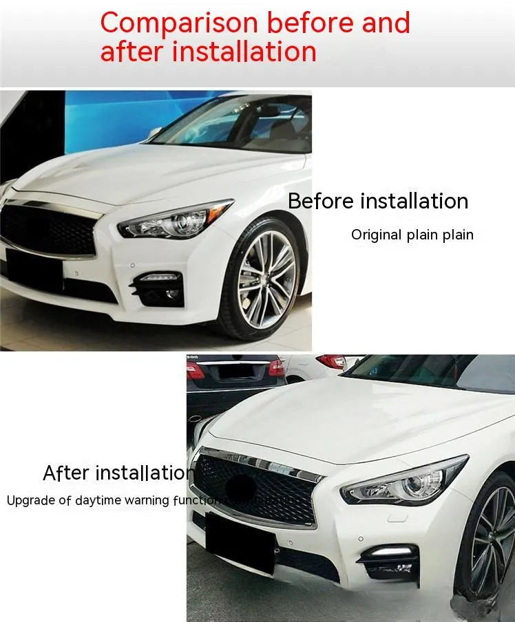 Infiniti Q50 Q70 front bumper LED turn signal and daytime running light module in ABS housing