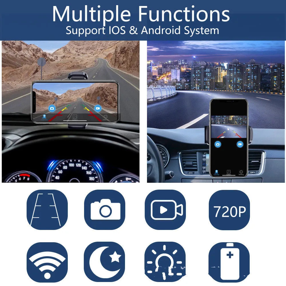 YL-Solar WF908 black wireless solar charging reversing camera with magnet mount on a vehicle.