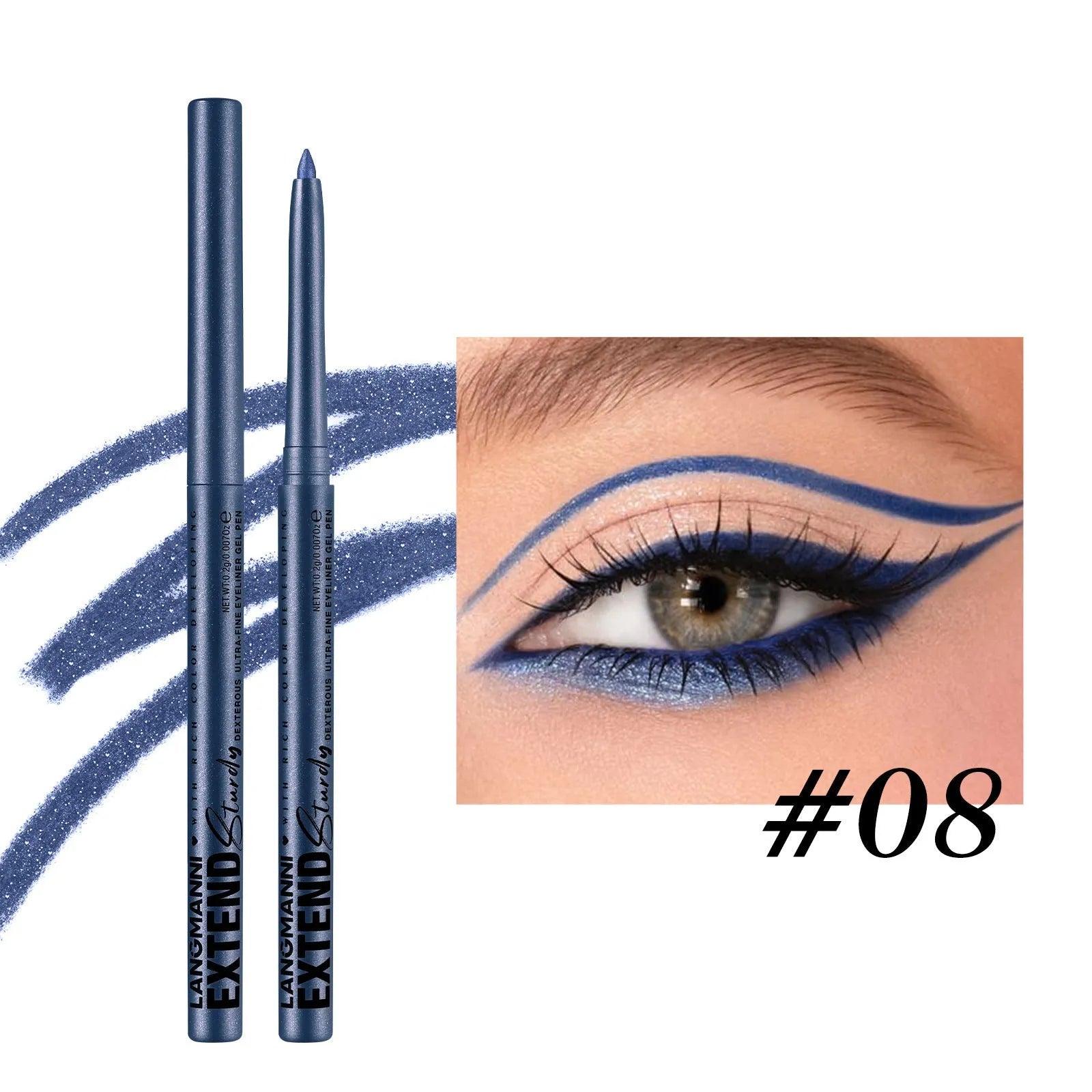 12 colourful gel glitter eyeliner pencils in matte, glitter, metallic and pearl effects