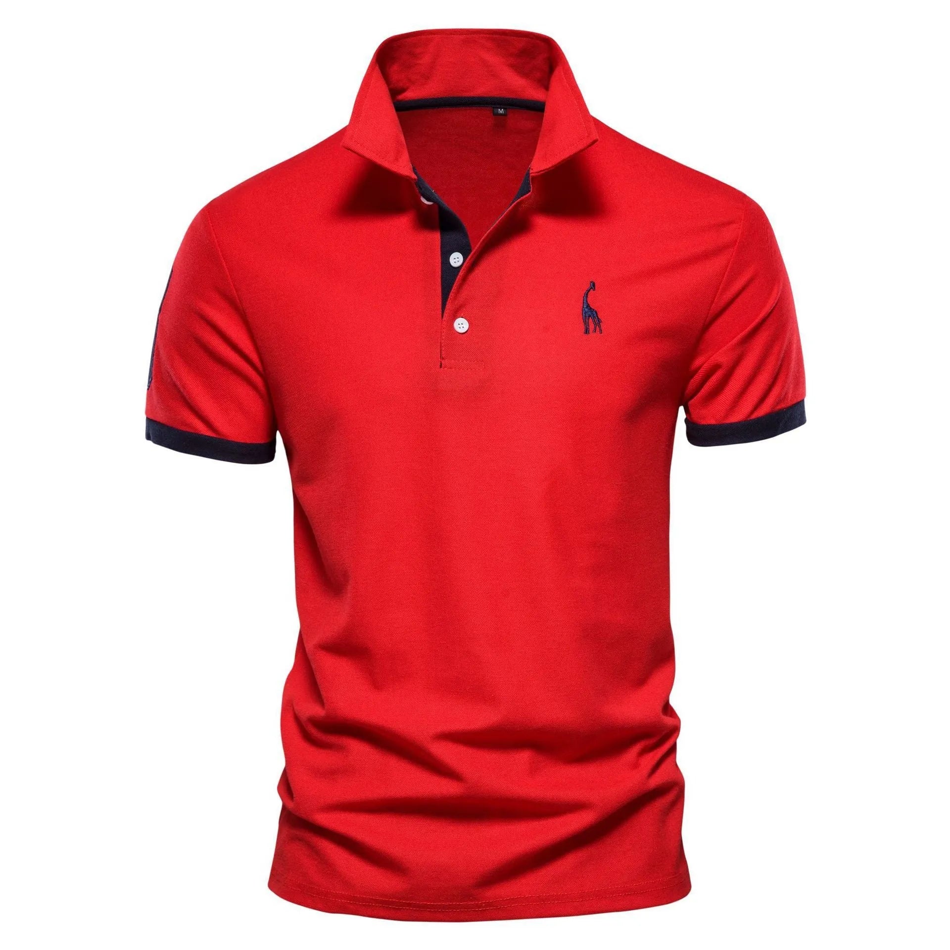 Men's deer embroidered slim fit T-shirt in cotton blend fabric, short sleeve casual top